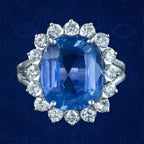 Vintage Sapphire Diamond Cluster Ring 11.32ct Sapphire With Valuation 