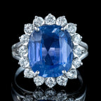 Vintage Sapphire Diamond Cluster Ring 11.32ct Sapphire With Valuation 