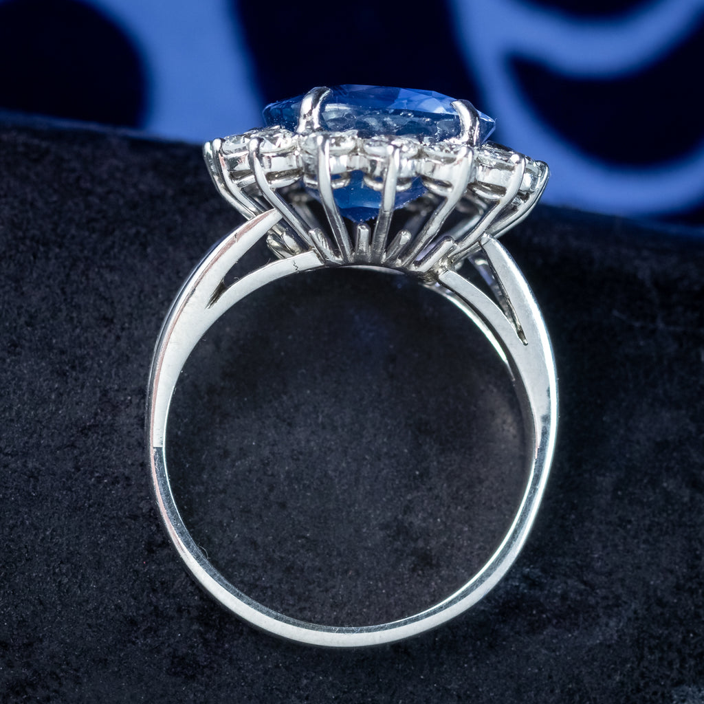 Vintage Sapphire Diamond Cluster Ring 11.32ct Sapphire With Valuation 