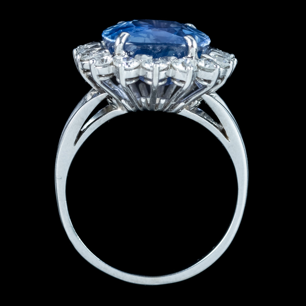 Vintage Sapphire Diamond Cluster Ring 11.32ct Sapphire With Valuation 