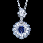 Vintage Sapphire Diamond Pendant Necklace Platinum 1.74ct Blue Sapphire