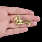 Vintage Dachshund Brooch 18ct Gold Ruby Diamond