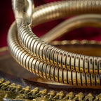 Vintage Snake Bangle 9ct Gold Ruby Eyes Dated 1958