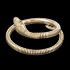 Vintage Snake Bangle 9ct Gold Ruby Eyes Smith And Pepper Dated 1958