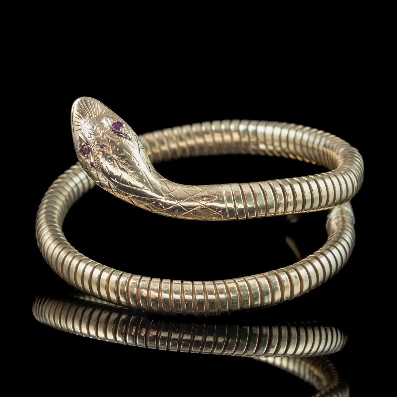 Vintage Snake Bangle 9ct Gold Ruby Eyes Smith And Pepper Secondary image