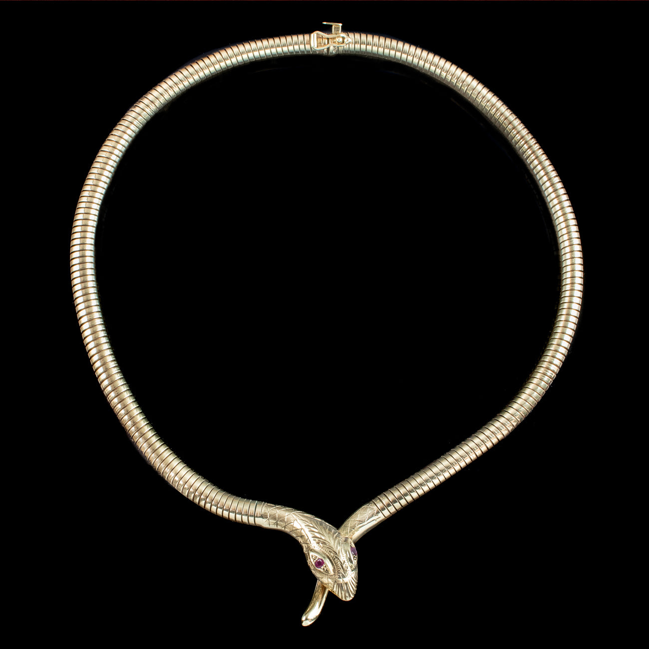 Vintage Snake Collar Necklace Ruby Eyes 9ct Gold Secondary image