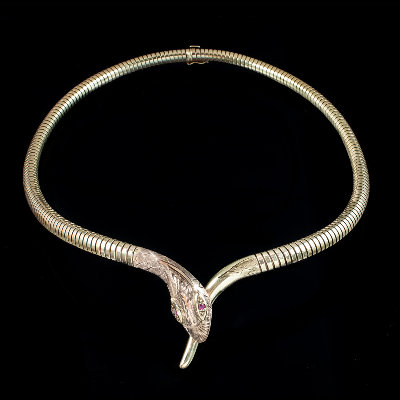 Vintage Snake Collar Necklace Ruby Eyes 9ct Gold Dated 1985 Secondary image