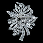 Vintage Spray Brooch And Earrings Suite Diamond Emerald Platinum With Box