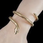 Vintage Style Snake Bangle Ruby Eyes 9ct Gold 