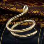 Vintage Style Snake Bangle Ruby Eyes 9ct Gold 