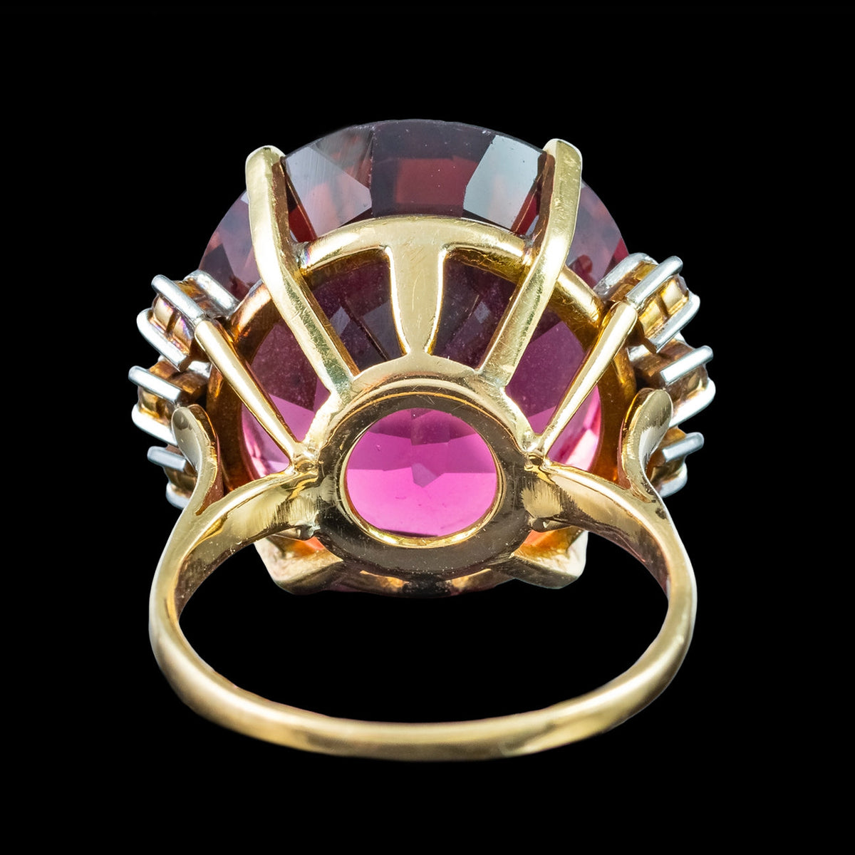 Vintage Tourmaline Diamond Cocktail Ring 20ct Rubellite Tourmaline