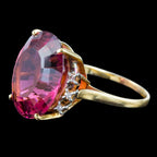 Vintage Tourmaline Diamond Cocktail Ring 20ct Rubellite Tourmaline