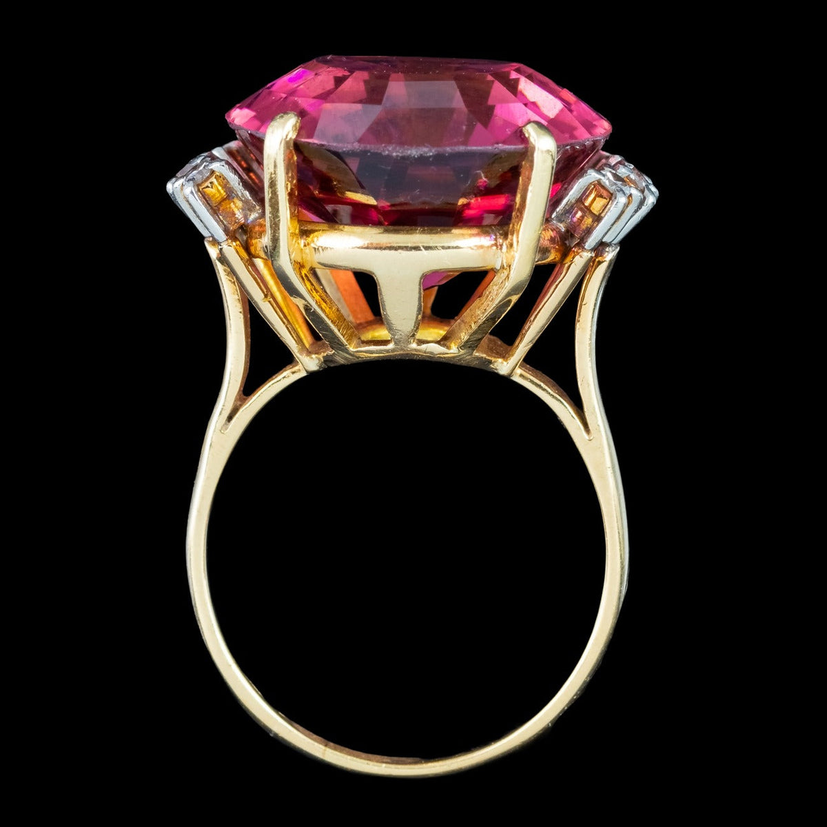 Vintage Tourmaline Diamond Cocktail Ring 20ct Rubellite Tourmaline