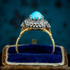 Vintage Turquoise Diamond Cluster Ring Dated 1968