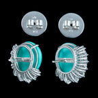 Vintage Turquoise Diamond Stud Earrings 18ct Gold 
