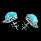 Vintage Turquoise Diamond Stud Earrings 18ct Gold 