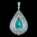 Vintage Turquoise Diamond Teardrop Pendant 25ct Turquoise