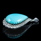 Vintage Turquoise Diamond Teardrop Pendant 25ct Turquoise
