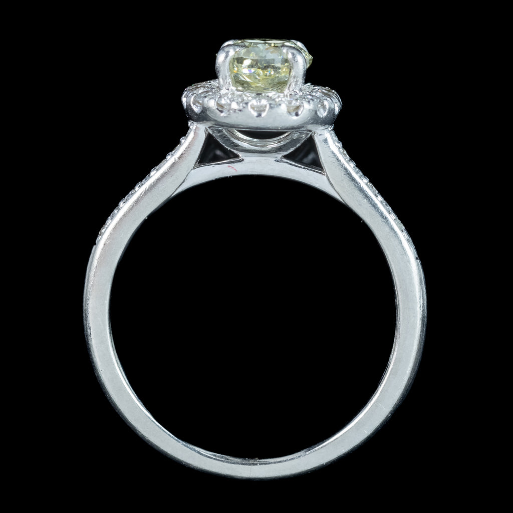 Vintage Yellow Fancy Diamond Cluster Ring 1.3ct Total With Cert
