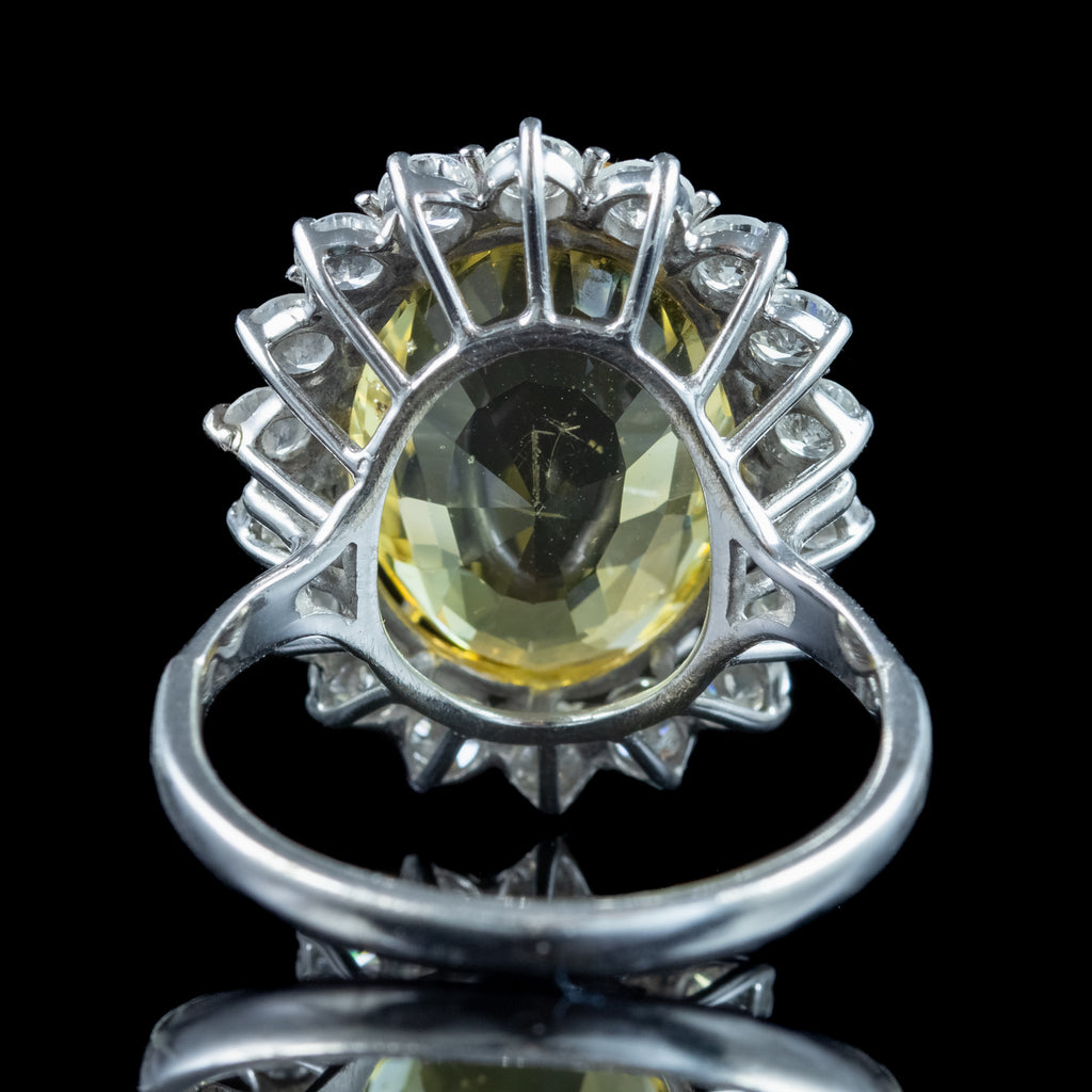 Vintage Yellow Sapphire Diamond Cocktail Ring 10ct Sapphire