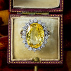 Vintage Yellow Sapphire Diamond Cocktail Ring 10ct Sapphire