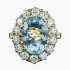 Vintage Aquamarine Diamond Cluster Ring 5.5ct Aqua