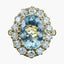 Vintage Aquamarine Diamond Cluster Ring 5.5ct Aqua