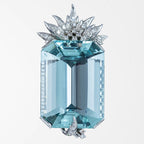 Vintage Aquamarine Diamond Pendant 18ct Gold 74.5ct Aqua