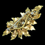 Vintage Diamond Flower Brooch 18ct Gold Enamel Primrose