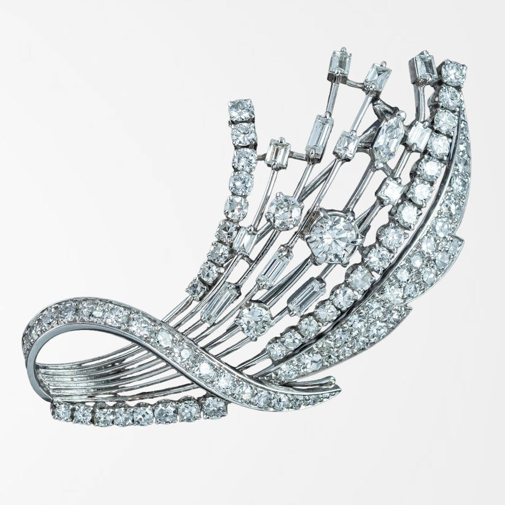 Vintage Diamond Spray Brooch 18ct Gold 5ct Total