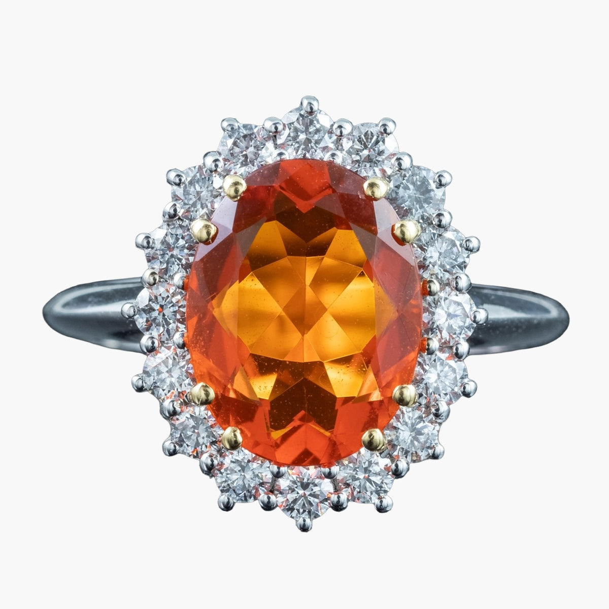 Vintage Fire Opal Diamond Cluster Ring 2.5ct Opal Main image