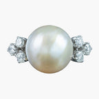 Vintage Mabe Pearl Diamond Cocktail Ring