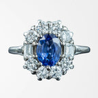 Vintage Sapphire Diamond Cluster Ring 0.80ct Blue Sapphire