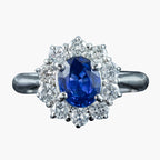 Vintage Sapphire Diamond Cluster Ring 1.1ct Blue Sapphire