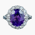 Vintage Amethyst Diamond Cluster Ring 4.5ct Amethyst