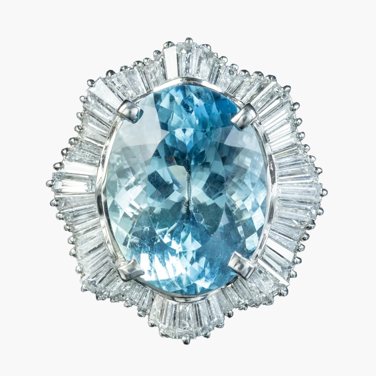 Vintage Aquamarine Diamond Cocktail Ring 13.92ct Aqua 2.95ct Diamond With Cert Main image