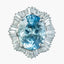 Vintage Aquamarine Diamond Cocktail Ring 13.92ct Aqua 2.95ct Diamond With Cert
