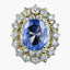 Vintage Ceylon Sapphire Diamond Cluster Ring 4.29ct Sapphire With Cert