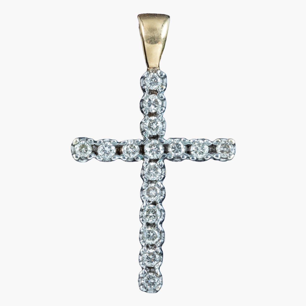 Vintage Diamond Cross Pendant 9ct Gold 0.50ct Diamond Main image