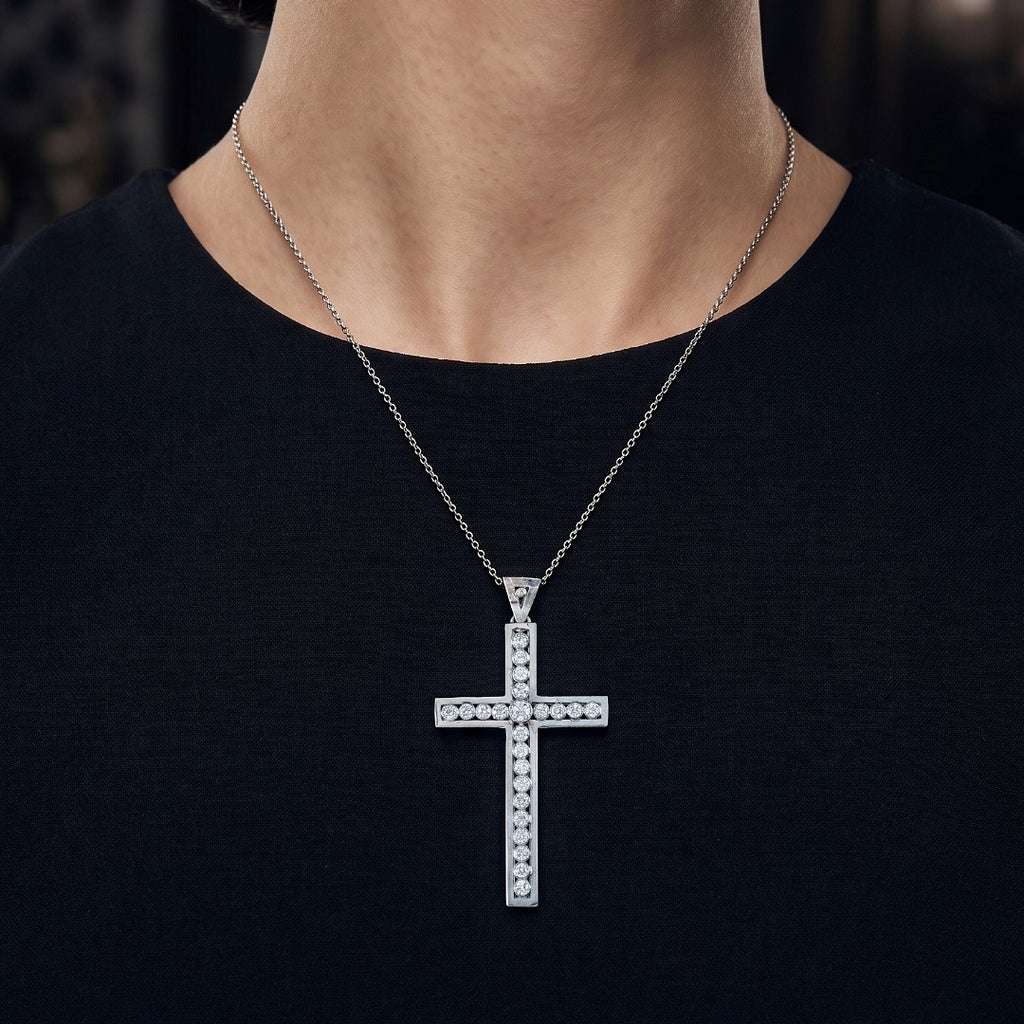 Vintage Diamond Cross Pendant Platinum 1.7ct Diamond