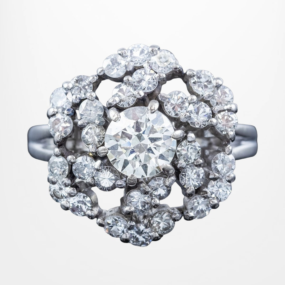 Vintage Diamond Rosette Cluster Cocktail Ring 4ct Total Main image