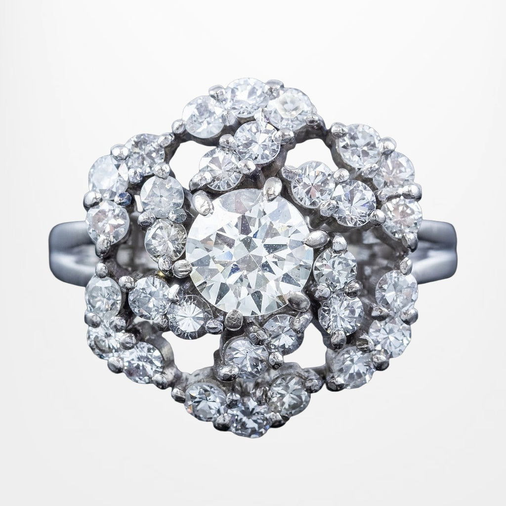 Vintage Diamond Rosette Cluster Cocktail Ring 4ct Total