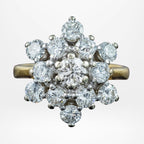 Vintage Diamond Starburst Cluster Ring 2.1ct Total