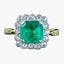 Vintage Emerald Diamond Cluster Ring 3.65ct Emerald Dated 1977