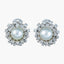Vintage French Pearl Diamond Flower Clip Earrings 4ct Diamond
