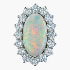 Vintage Opal Diamond Cluster Ring 12ct Opal 4ct Diamond