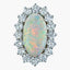 Vintage Opal Diamond Cluster Ring 12ct Opal 4ct Diamond