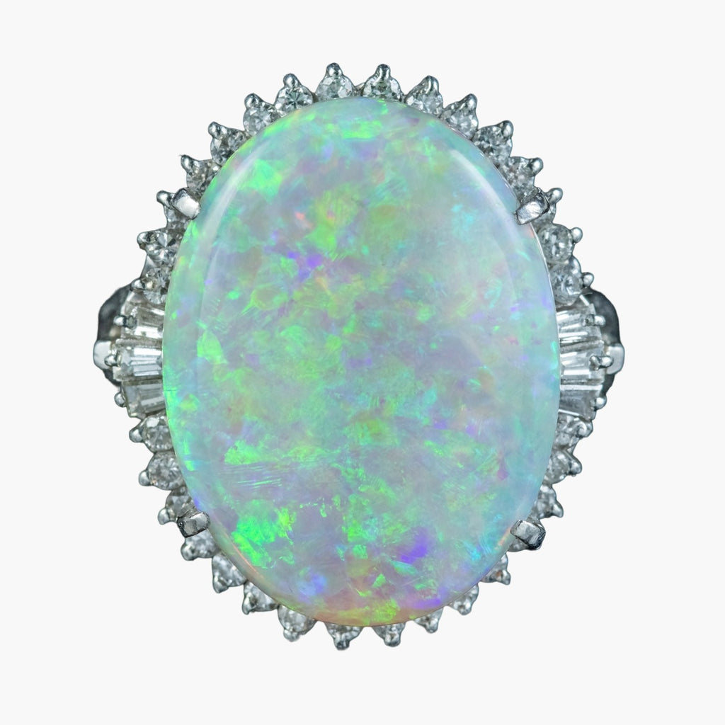 Vintage Opal Diamond Cocktail Ring 8.74ct Natural Opal