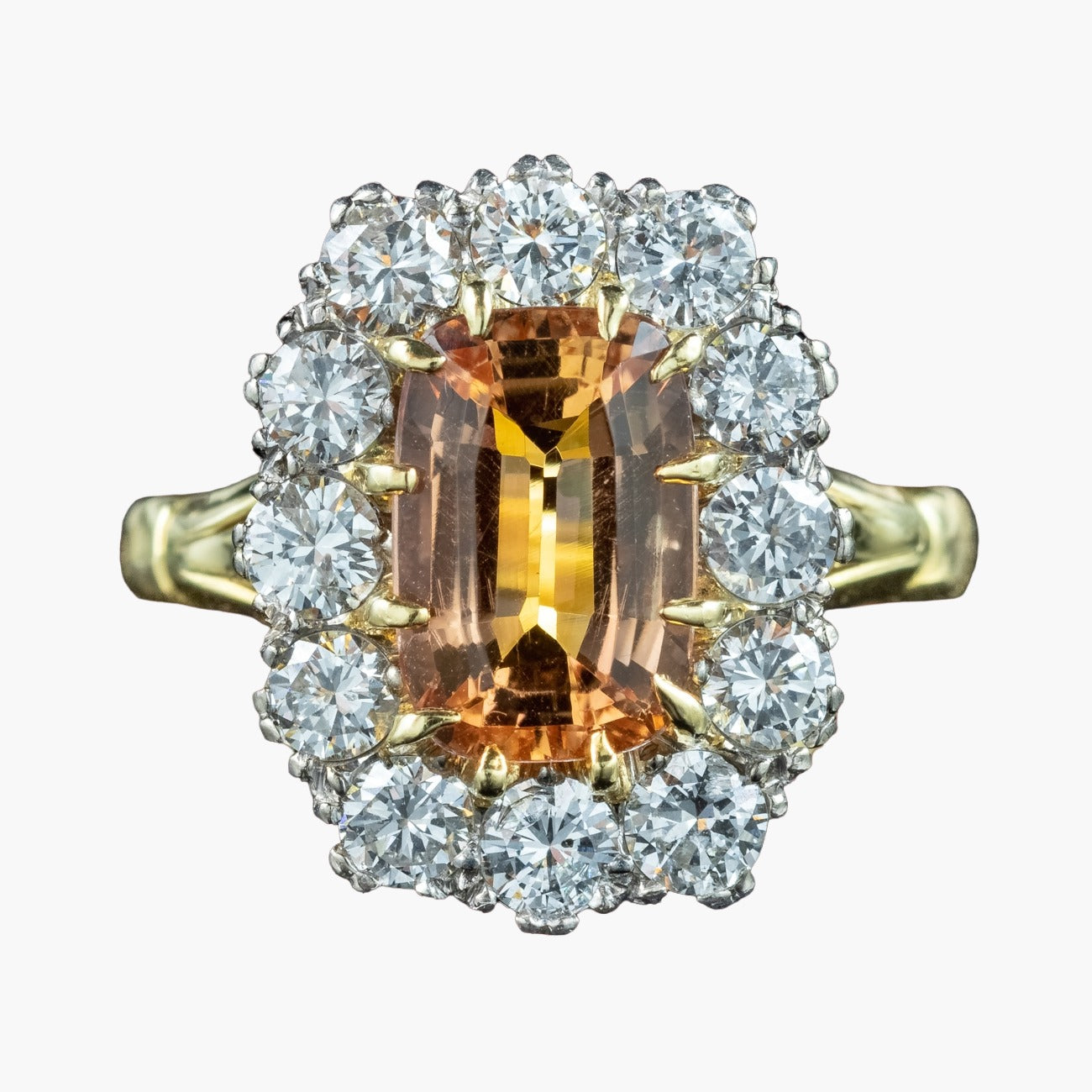 Vintage Orange Topaz Diamond Cluster Ring 2.6ct Topaz Main image