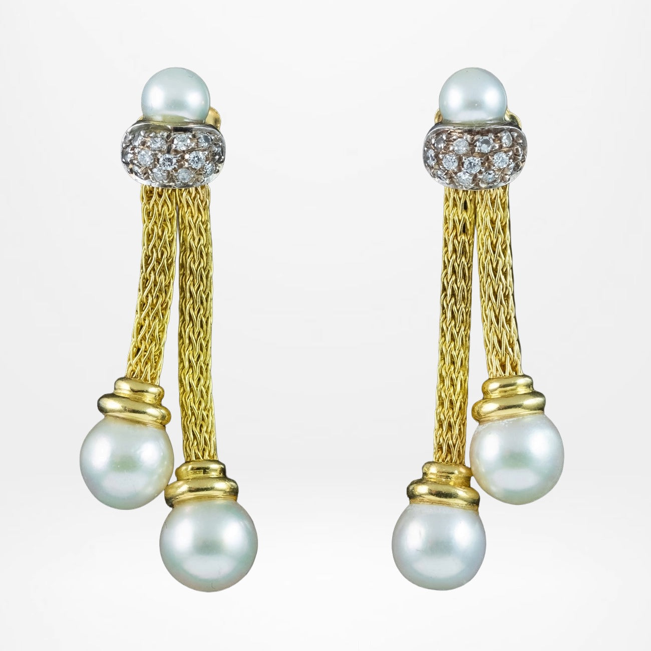 Vintage Pearl Diamond Negligee Earrings 18ct Gold Main image